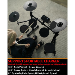 AODSK Batería eléctrica para niños principiantes con 150 sonidos