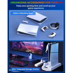 Estación de enfriamiento PS5/PS5 slim | Estacion de enfiramento para ps5 y ps5 slim con espacios para controles