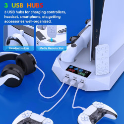 Estación de enfriamiento PS5/PS5 slim | Estacion de enfiramento para ps5 y ps5 slim con espacios para controles