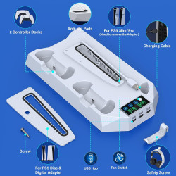 Estación de enfriamiento PS5/PS5 slim | Estacion de enfiramento para ps5 y ps5 slim con espacios para controles