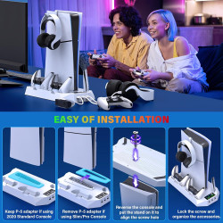 Estación de enfriamiento PS5/PS5 slim | Estacion de enfiramento para ps5 y ps5 slim con espacios para controles