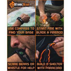 Pulsera de supervivencia | Con compas e iniciador de fuego
