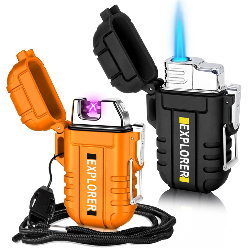 Paquete de 2 encendedores impermeables| Recargables y de plasma