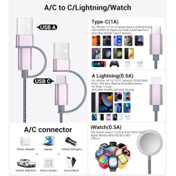 Temdan para artículos esenciales de viaje | Cable de carga multiple para todos los dispositivos