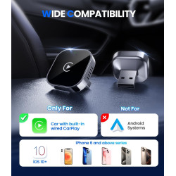Teeran Adaptador inalámbrico CarPlay 2025 actualizado con cable CarPlay a inalámbrico