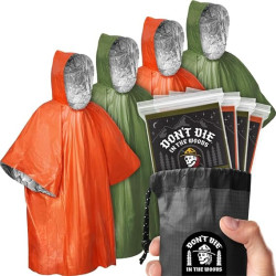 Don't Die In The Woods - Poncho de emergencia de lluvia y calor | Poncho impermeable y calido de emergencia