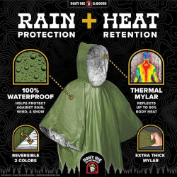 Don't Die In The Woods - Poncho de emergencia de lluvia y calor | Poncho impermeable y calido de emergencia