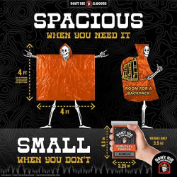 Don't Die In The Woods - Poncho de emergencia de lluvia y calor | Poncho impermeable y calido de emergencia