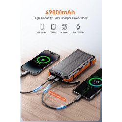 Power Bank 49800mAh Cargador solar inalámbrico | Con carga solar y varios puertos
