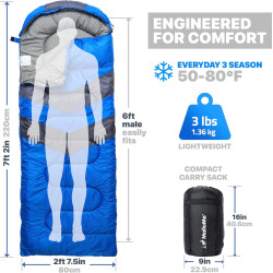 MalloMe Sacos de dormir para adultos | Saco calido y suave para camping o viajes