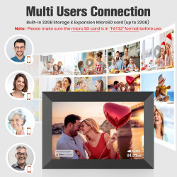 BIGASUO Marco de fotos digital WiFi de 10.1 pulgadas