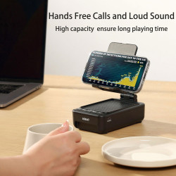 Soporte para teléfono celular con altavoz Bluetooth y luz LED que cambia de color