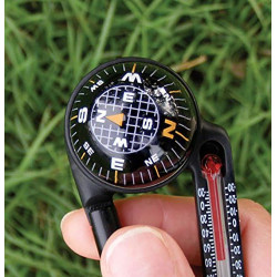 Sun Company TempaComp - Mosquetón de brújula de bola y termómetro | Mosqueton 3 en 1 para viajes