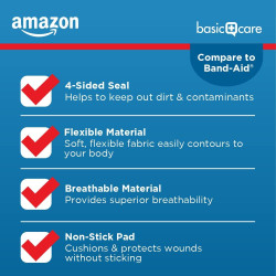 Amazon Basic Care Vendajes adhesivos | Echas de tela flexible y transpirable