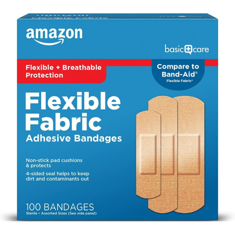 Amazon Basic Care Vendajes adhesivos | Echas de tela flexible y transpirable