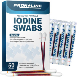 FrontLine Hisopos de yodo povidona | Hisotopo antiseptico para cortes y heridas