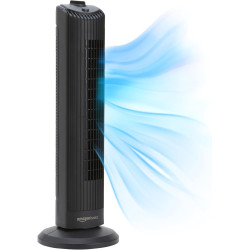 Amazon Basics Ventilador de torre oscilante de 60 grados de 28 pulgadas para dormitorio
