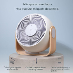 SNOOZ Breez - Ventilador de mesa inteligente 2 en 1 para dormitorio y máquina de ruido blanco