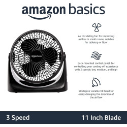 Amazon Basics - Ventilador de escritorio, cabezal de inclinación de 90 grados