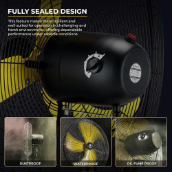 FUGOO Ventilador de pared oscilante silencioso para exteriores de 20 pulgadas con motor CC sin escobillas sellado