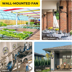 FUGOO Ventilador de pared oscilante silencioso para exteriores de 20 pulgadas con motor CC sin escobillas sellado