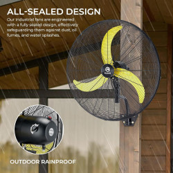 FUGOO Ventilador de pared oscilante silencioso para exteriores de 20 pulgadas con motor CC sin escobillas sellado