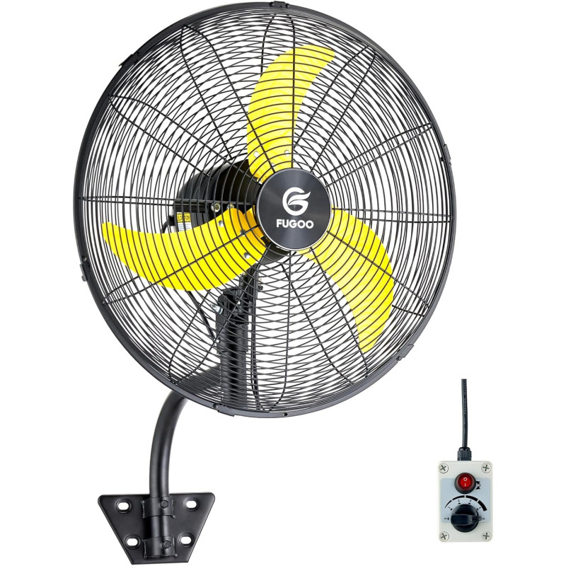 FUGOO Ventilador de pared oscilante silencioso para exteriores de 20 pulgadas con motor CC sin escobillas sellado
