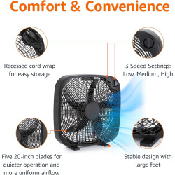 Amazon Basics Ventilador de caja de 3 velocidades