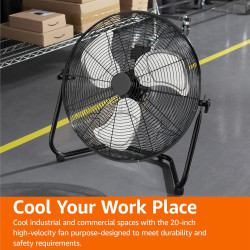 AmazonCommercial - Ventilador industrial de alta velocidad de 20 pulgadas, color negro