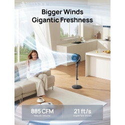 Dreo Ventilador para dormitorio, ventilador oscilante de 80 grados