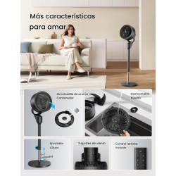 Dreo Ventilador para dormitorio, ventilador oscilante de 80 grados