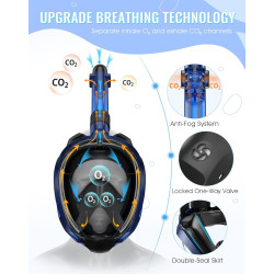 Greatever G2 - Máscara con esnórquel | Respiracion segura y anti empañante