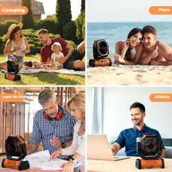 Ventilador de camping – Ventilador de batería de 20000 mAh recargable con linterna LED