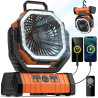 Ventilador de camping – Ventilador de batería de 20000 mAh recargable con linterna LED