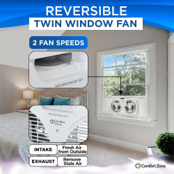 Comfort Zone Ventilador de ventana doble de 9 pulgadas con control de flujo de aire reversible