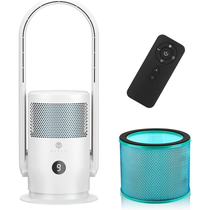 ULTTY Ventilador de torre sin aspas con purificador de aire