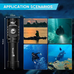 WINDFIRE Linterna de buceo | Linterna especial para buceo o esnorquel