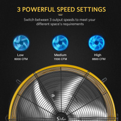 Ventilador para batería Simple Deluxe (24 pulgadas), amarillo