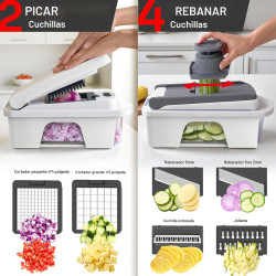 Mueller Pro-Series todo en 1 - Cortador, mandolina, 12 cuchillas, picadora de alimentos, rebanador de vegetales y espiralizador