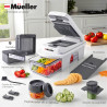 Mueller Pro-Series todo en 1 - Cortador, mandolina, 12 cuchillas, picadora de alimentos, rebanador de vegetales y espiralizador