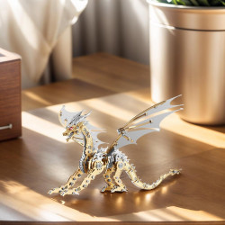 Rompecabezas 3D para adultos | Dragon dorado echo de metal