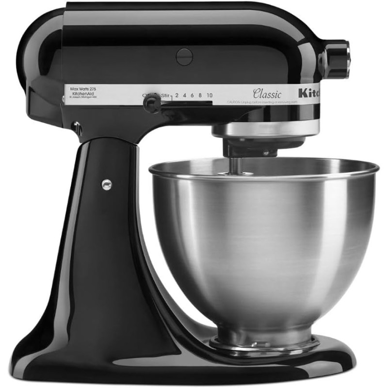 Batidora clásica de pie KitchenAid K45SSWH K45SS, 275 W, 4 1/2 qt, Negro ónice