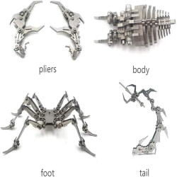 Rompecabezas de metal 3D para adultos | Escorpion metalico armable de 3 piezas