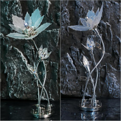 Kit de rompecabezas de flores 3D | Rompecabezas de flores metalicas con luces LED