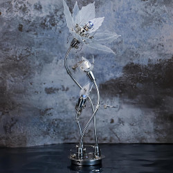 Kit de rompecabezas de flores 3D | Rompecabezas de flores metalicas con luces LED