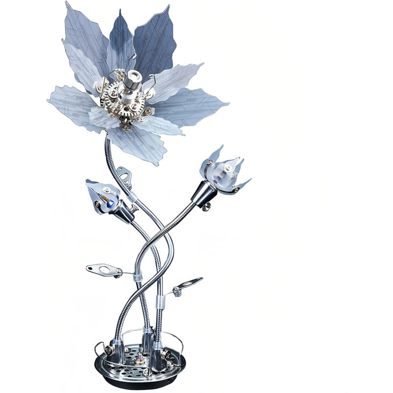 Kit de rompecabezas de flores 3D | Rompecabezas de flores metalicas con luces LED