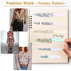 Astercook Juego de cuchillos con diseño de cachemira con tapa