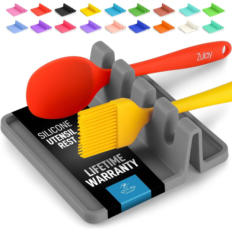 Zulay - Soporte de silicona con bandeja antigoteo para múltiples utensilios de cocina