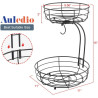 Cesta de almacenamiento con colgador para plátanos Auledio, 2 niveles, color negro