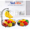 Cesta de almacenamiento con colgador para plátanos Auledio, 2 niveles, color negro